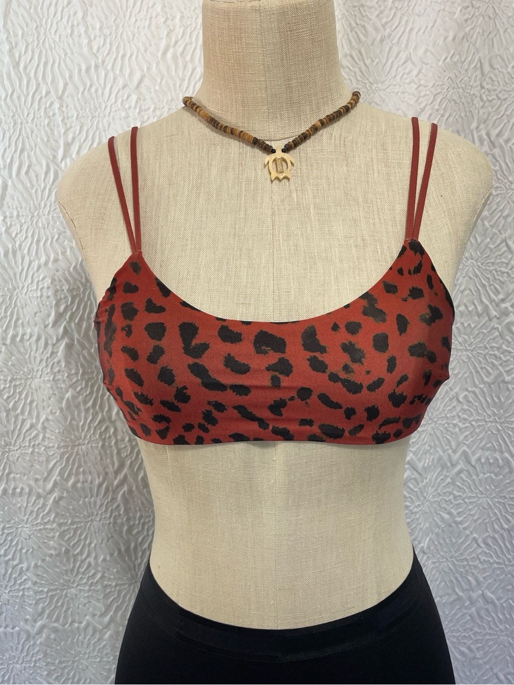 H&M Rust Red Leopard Print Double-Strap Bralette